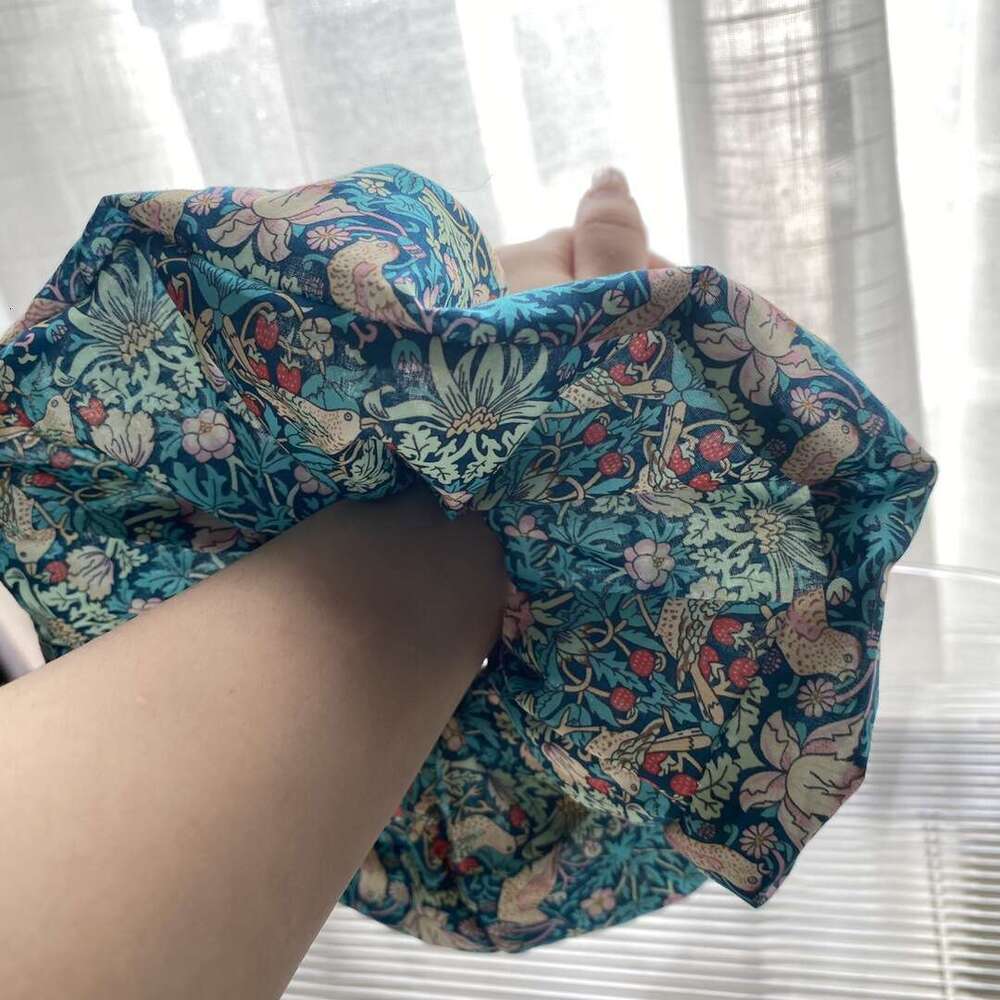 DH collections Enlarged British Liberty Floral Fabric Chunky Elastic Hair Ties - Strawberry Thief Pattern