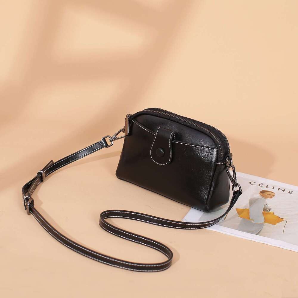 Genuine Leather 2025 New Women's Trendy Summer Fashion Ladies Phone Mom Single Shoulder Crossbody Bag