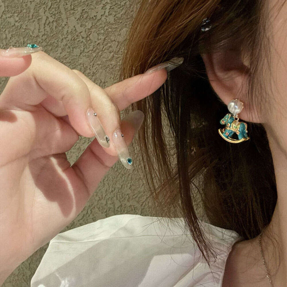 DHCollections Natural Freshwater Pearl Earrings for Women, Niche Cute Design, Colorful Enamel Pony Stud Earrings, New Style