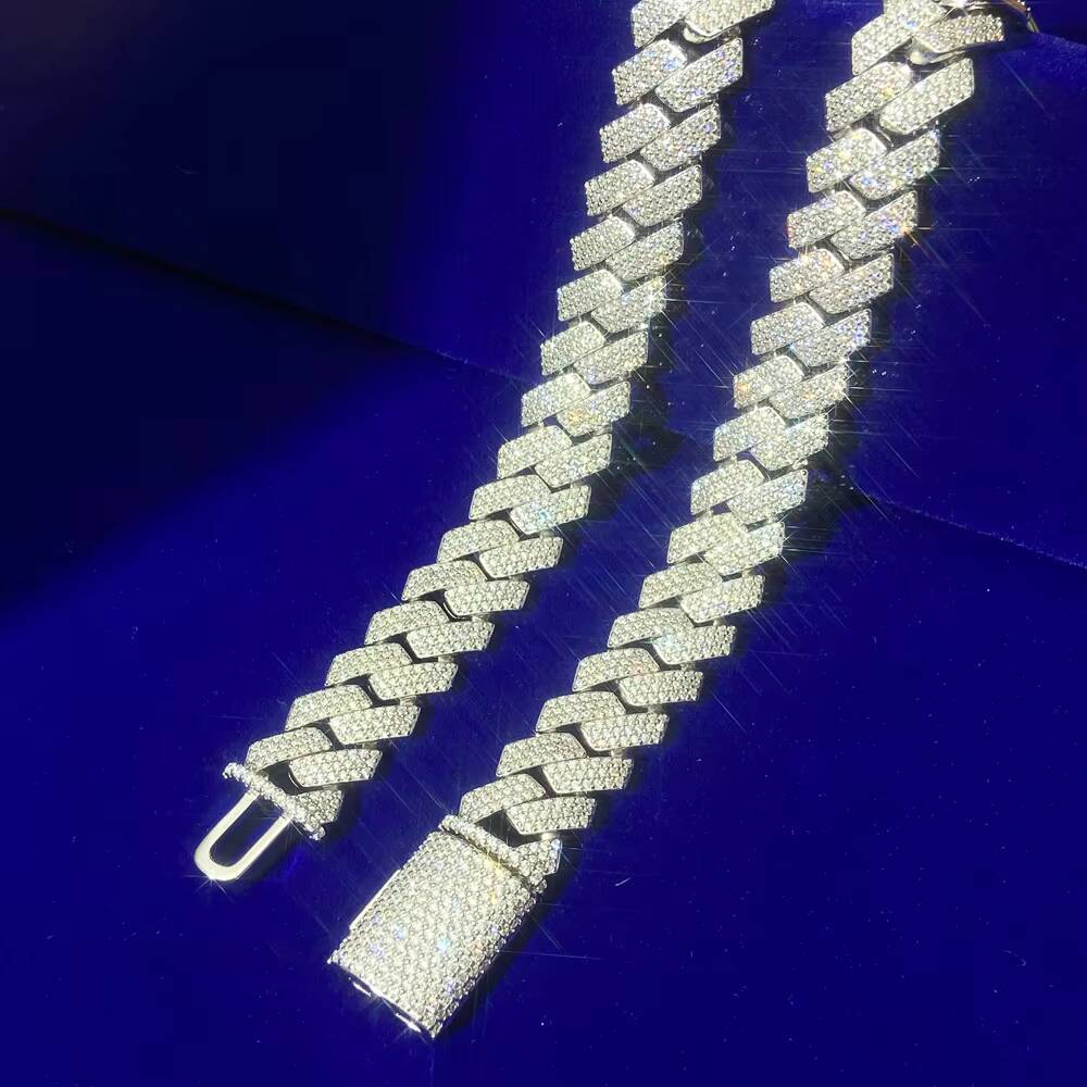 Custom Hip Hop Rapper Jewelry Big Size 18mm VVS Moissanite Diamond 925 Silver Real Gold Plated Miami Cuban Link Necklaces