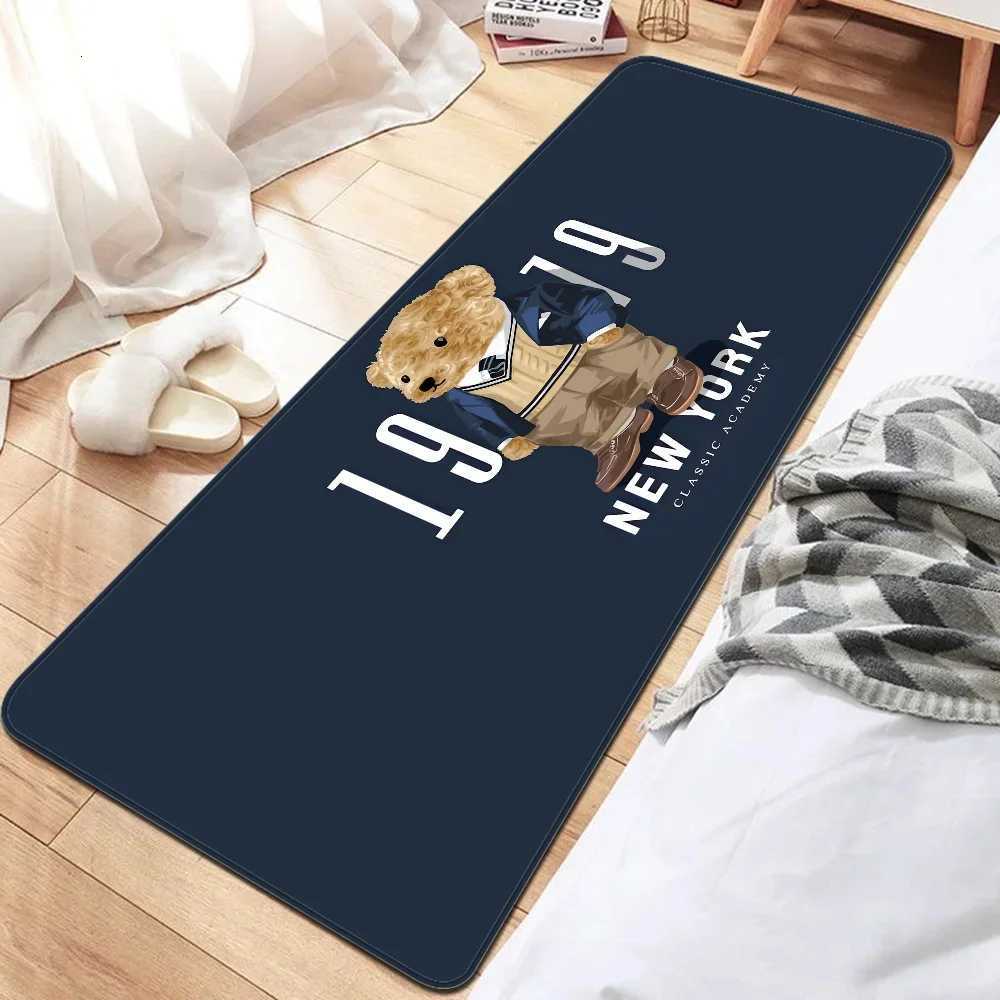 Luxurious PPolo Teddy Bear Bathroom Mat Antislip Absorb Water Long Strip Cushion Bedroon Mat Welcome Doormat Y250906asw