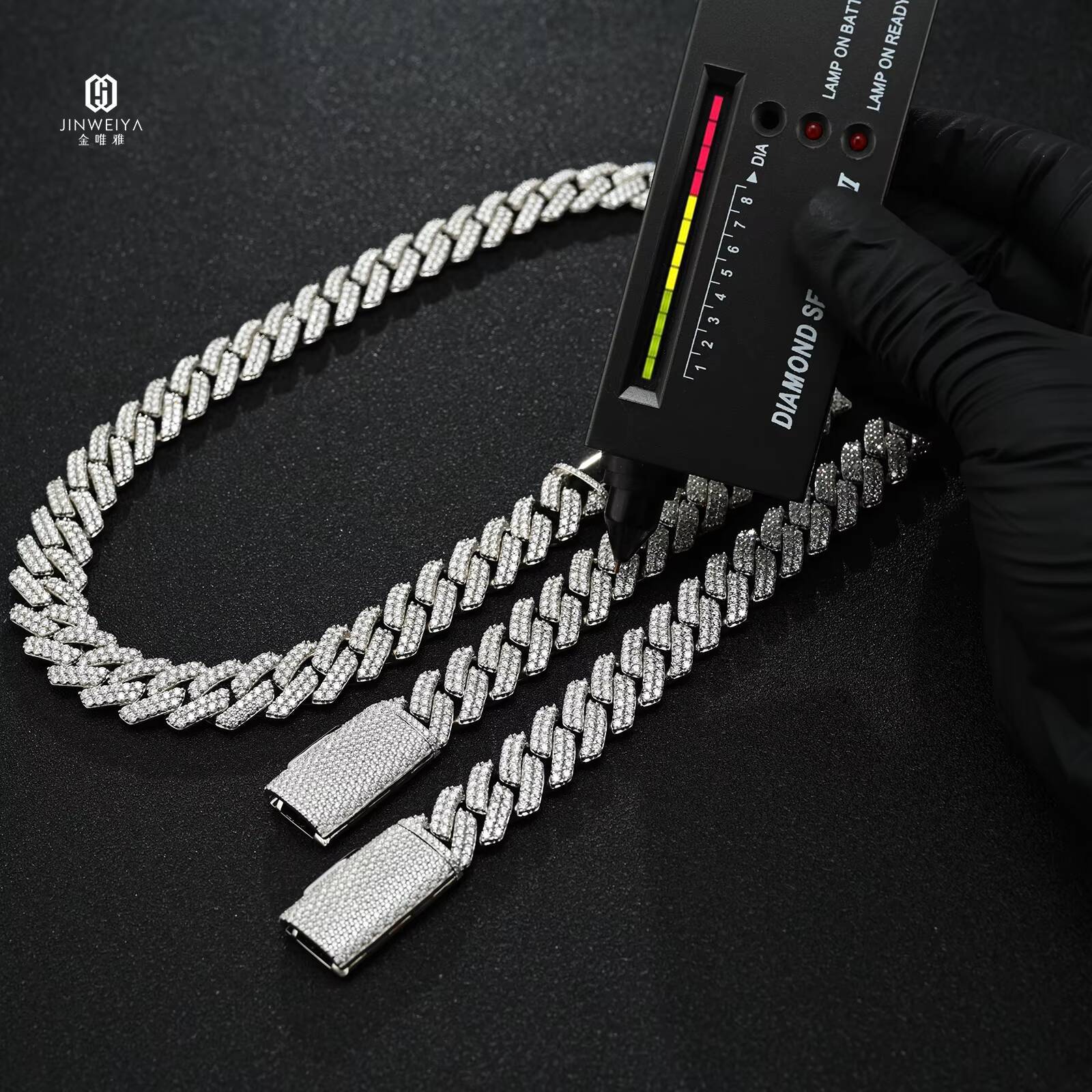 Wholesale Full Diamond Necklaces 14mm Moissanite Miami Cuban Link Chain Mens Gold Plated Cuban Link Chain Necklace