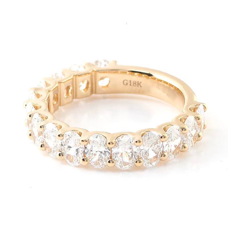 Oval Cut Lab Diamond Ring 10k Dubai Yellow Goldgold Lab Grown Diamond Half Eternity Ring Engagement Anniversary Birthday Ring