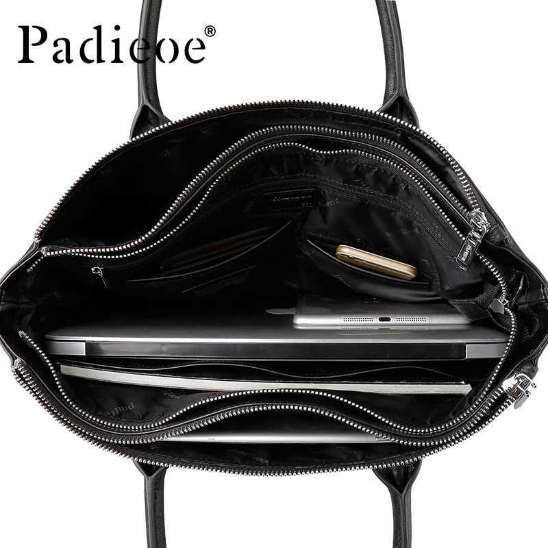 Padieoe New Arrival Mens Portfolio Top Genuine Cow Leather Briefcase for Men Large Capacity Mens Tote Bag Laptop Bag Z250906