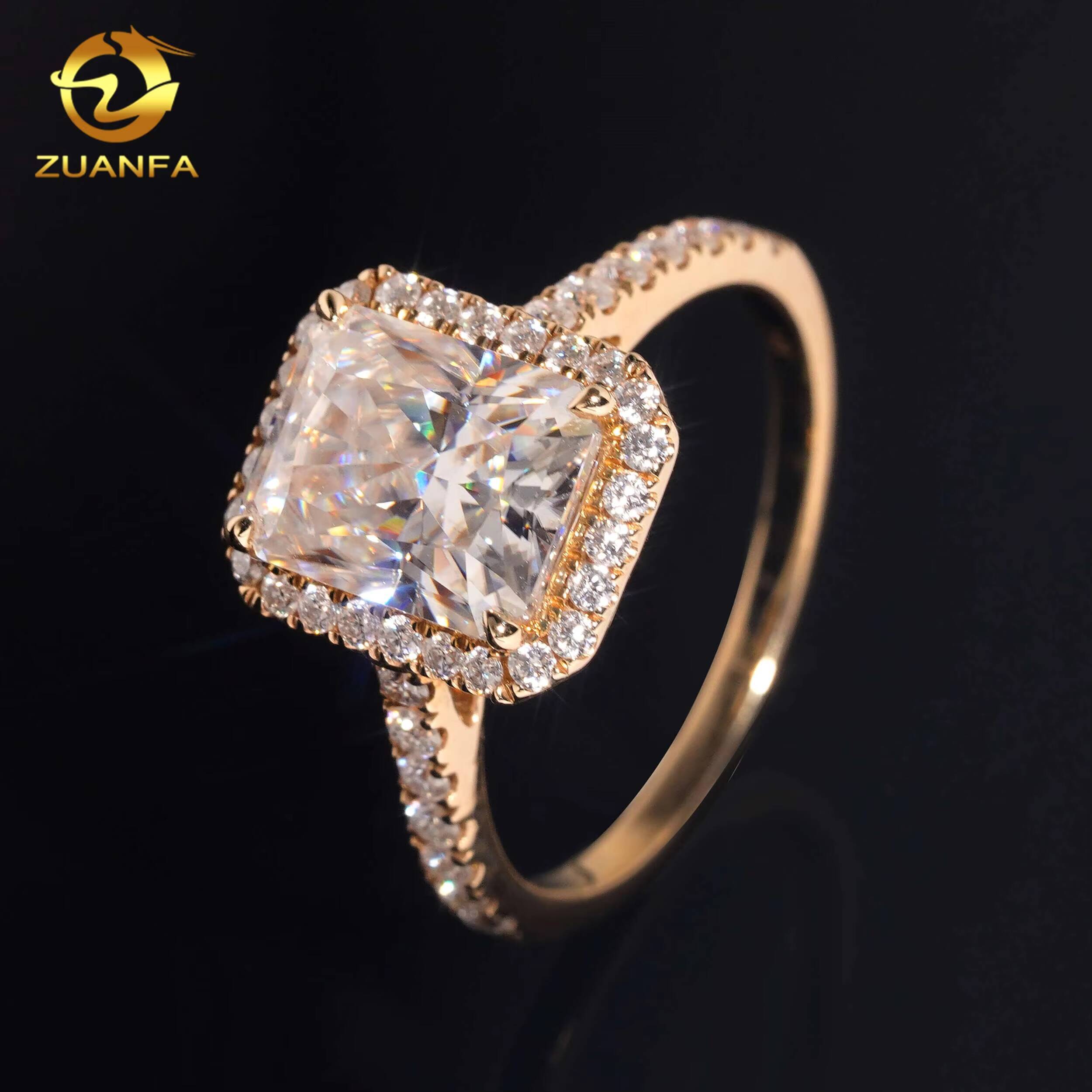 Custom Cluster Radiant Cut Pass Diamond Test 3CT Moissanite Real 10K 14K 18K RoseYellowWhite Gold Wedding Engagement Ring