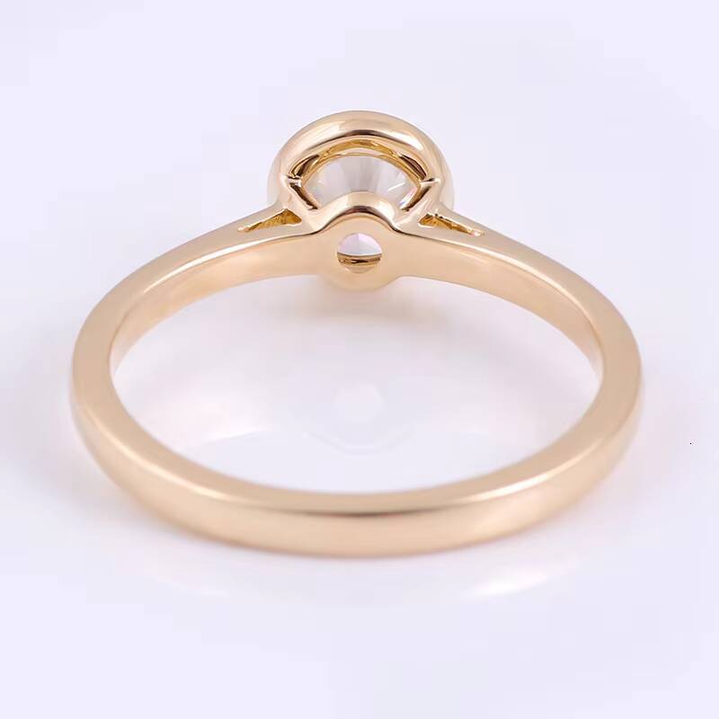 Ready to Ship Moissanite Wedding Ring 10K Yellow Gold Bezel Setting 06Carat Center Diamond Moissanite Women Ring