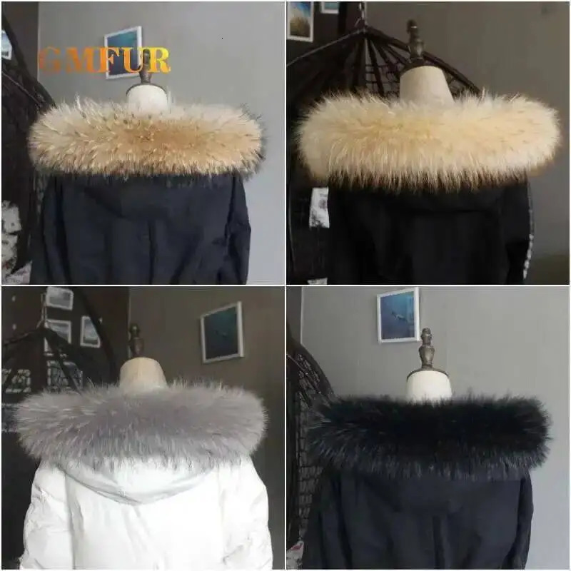 Winter Real Natural Raccoon Fur Collar Coats y Warm Women Large Scarves Female Neck Long Genuine Scarf 250906