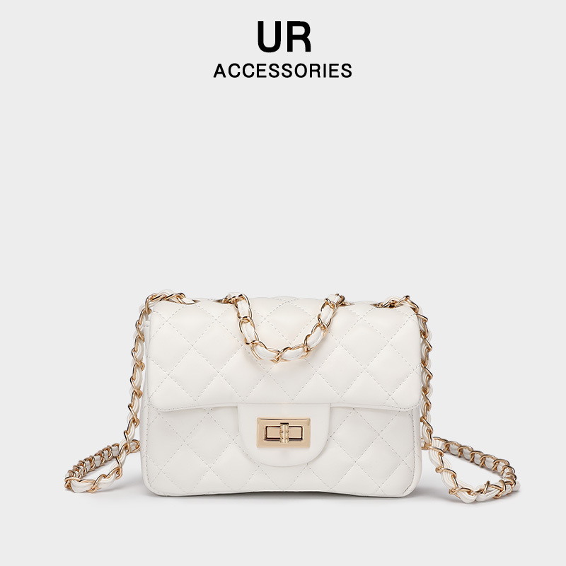 Small Fragrant Style Light Texture, Dia Grid Single Shoulder Square Fat Bag, Women's 2025 New Fashionable Crossbody Chain Bag fashion