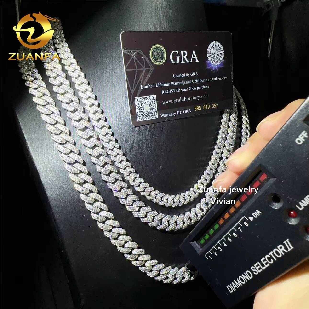 New Design Hip Hop Jewelry 8mm 10mm 925 Sterling Silver Iced Out VVS Moissanite Diamond Miami Cuban Link Chain Bracelet Necklace