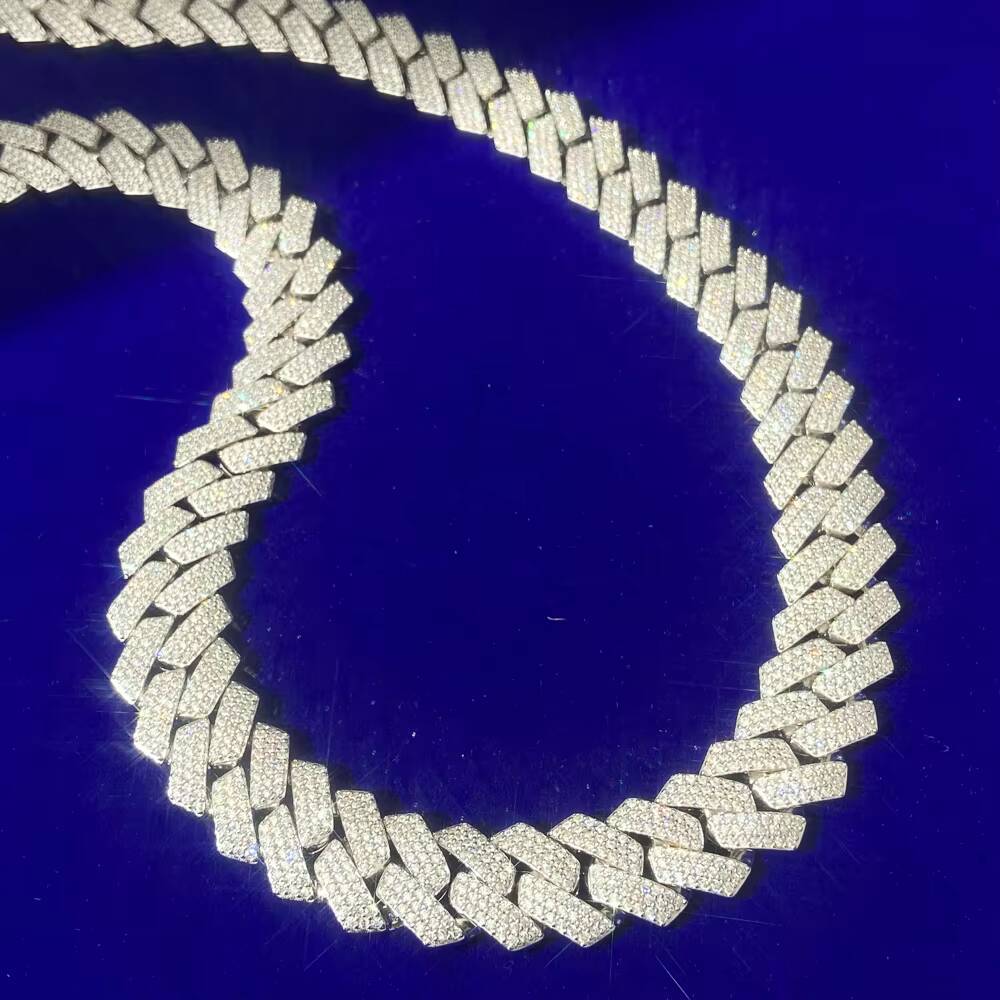 Custom Hip Hop Rapper Jewelry Big Size 18mm VVS Moissanite Diamond 925 Silver Real Gold Plated Miami Cuban Link Necklaces