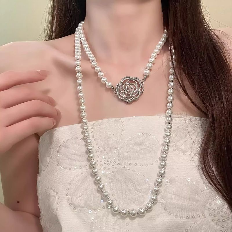Camellia Pearl Long Sleeve Sweater Necklace Fashionable New Fall Elegant High-End Bestseller Luxury High-Grade Unique Style Quality