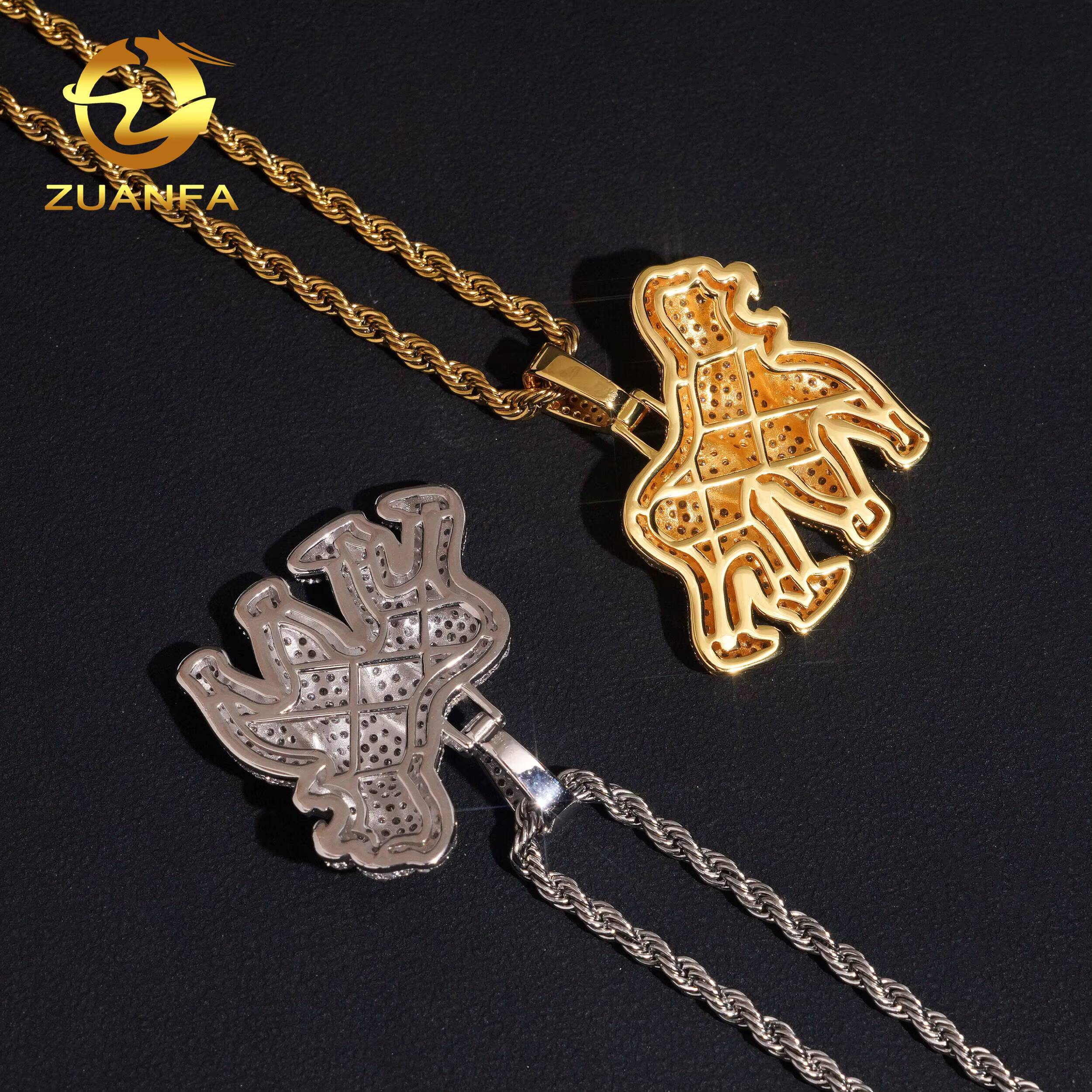 USA Local Stock Fast Shipping Gorilla Pendant 925 Silver Moissanite Pass Diamond Test Gold Plated Gorilla Charms Pendants