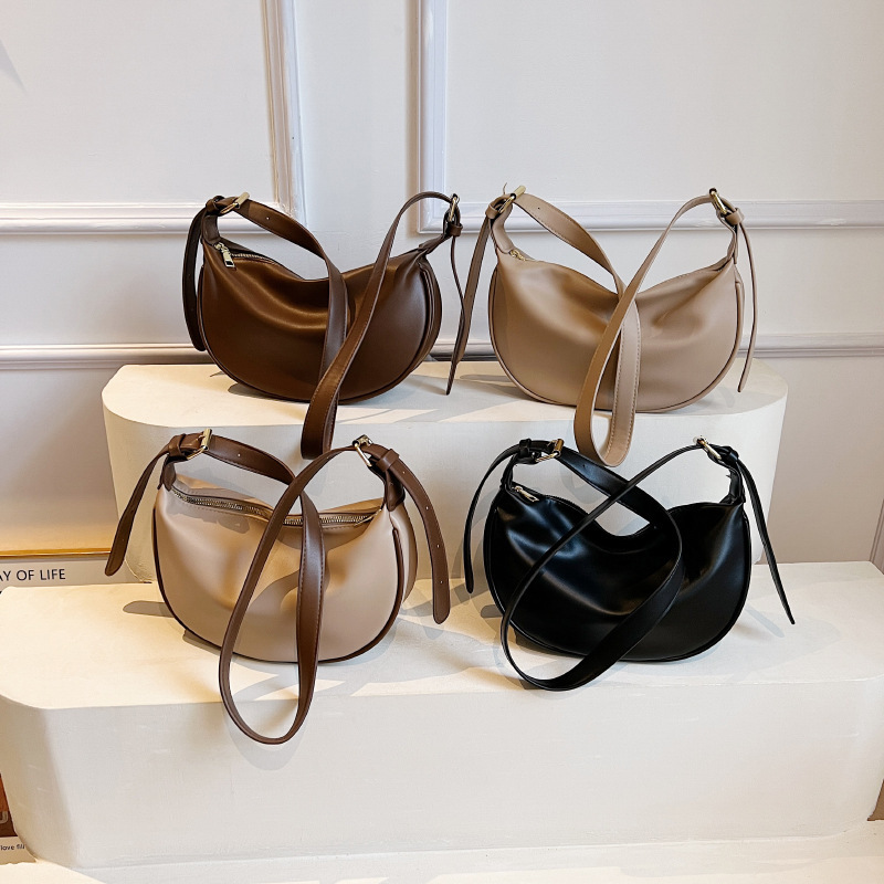 Solid Color New Fashionable Simple Armpit Bag Soft PU Dumpling Bag design Women's Shoulder Bag Handbag Autumn New Designer Bag Women's Cross