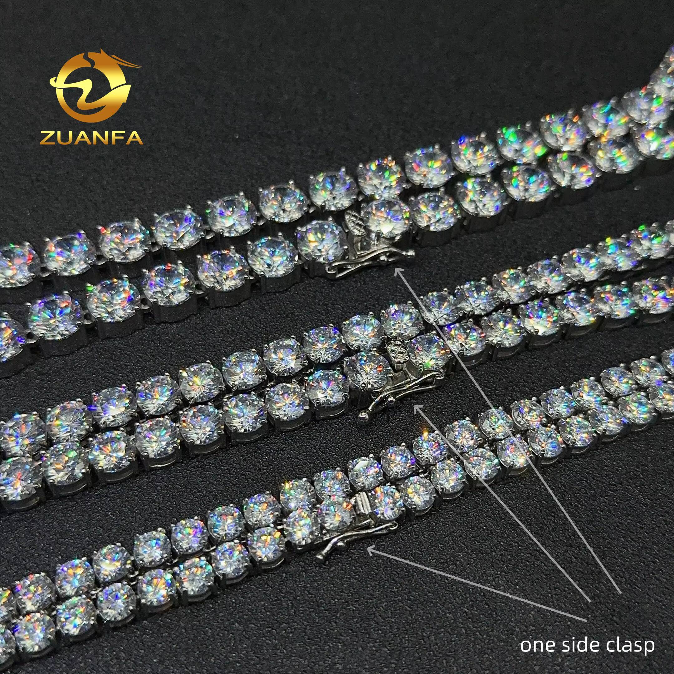 Fashion Shining Jewelry 5A Moissanite Diamond 316L Stainless Steel Necklace 6mm 8mm 10mm Tennis Chain Hiphop Chain