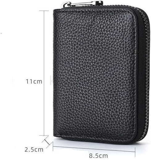Leather CARD Holder Wallet Case Bank Card Case RFID Blocking Secure Card Case ID Case Organizer Zipper Wallet 1 Pcs Black Z250906