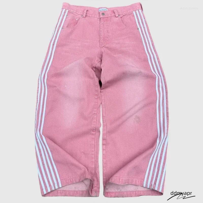 Men's Jeans Y2k Baggy High Quality Embroidered Striped Haruku Sweatpants Hip Hop Unisex Casual Wide Leg Denim Pants Streetwear Ddmyfeb Ddmyfeb Dd