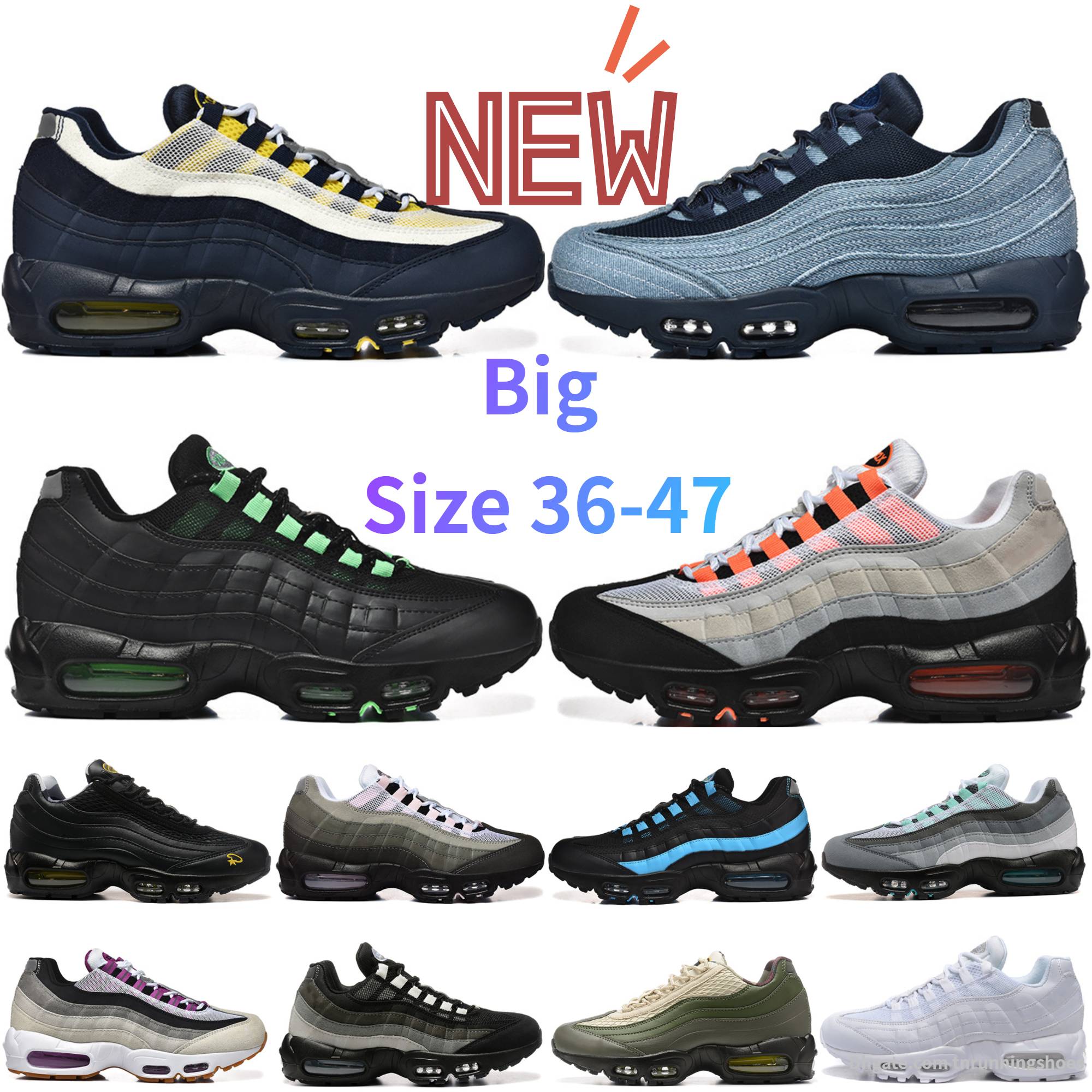 Top 95 Running Shoes 95s Mens trainers Triple Black White Neon Bubble Green Shock Bright Mandarin Pink Foam Obsidian Cactus Flower Sundial designer outdoor sneakers