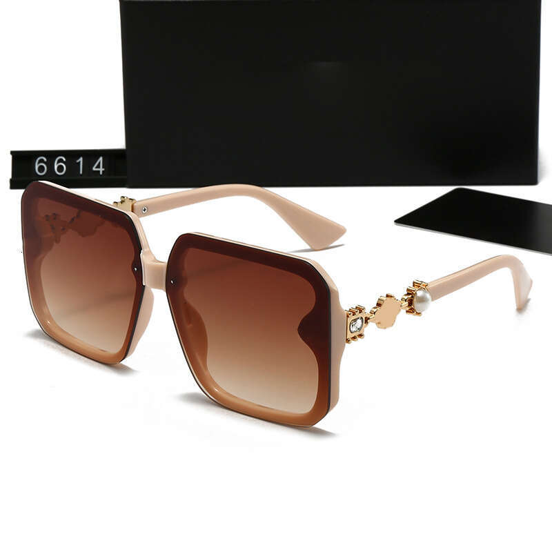 New Women's Large Frame Butterfly with Double Pearl Letters Internet Celebrity Sunglasses CH6614 d8e