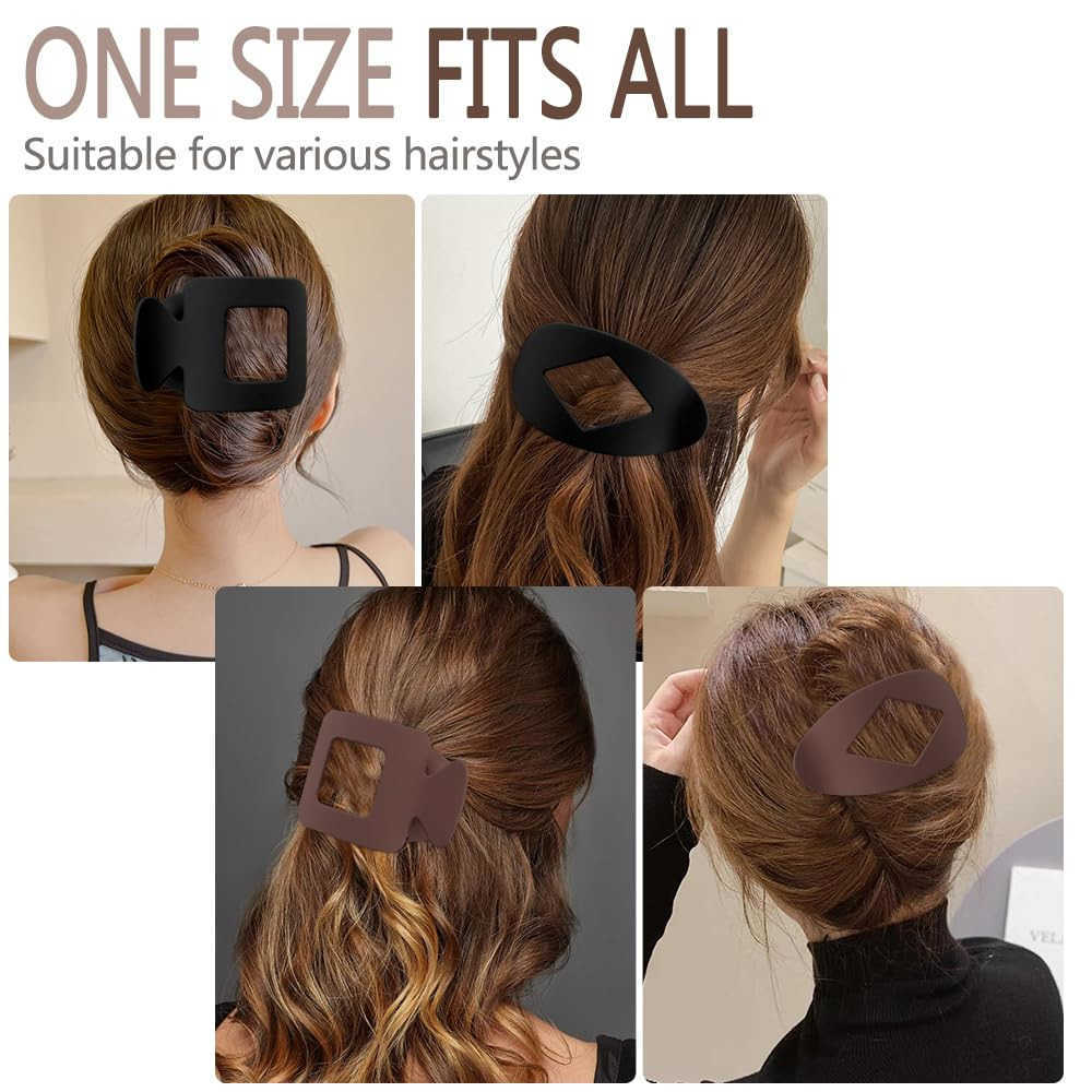 8Pcs Flat Hair Clips for Women Large Matte Flat Claw Clips 2 Styles Strong Hold Lay Down Claw Clips for Women Thick Thin Hair Styling AccessoriesW2509