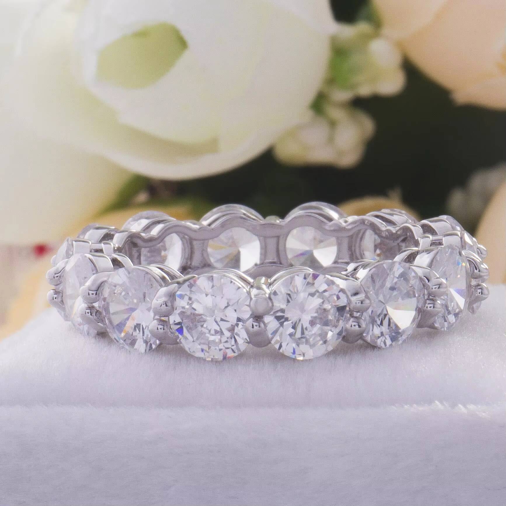 Real Gold Ring Jewelry 14K white Gold Color Synthetic Moissanite Diamond Rings