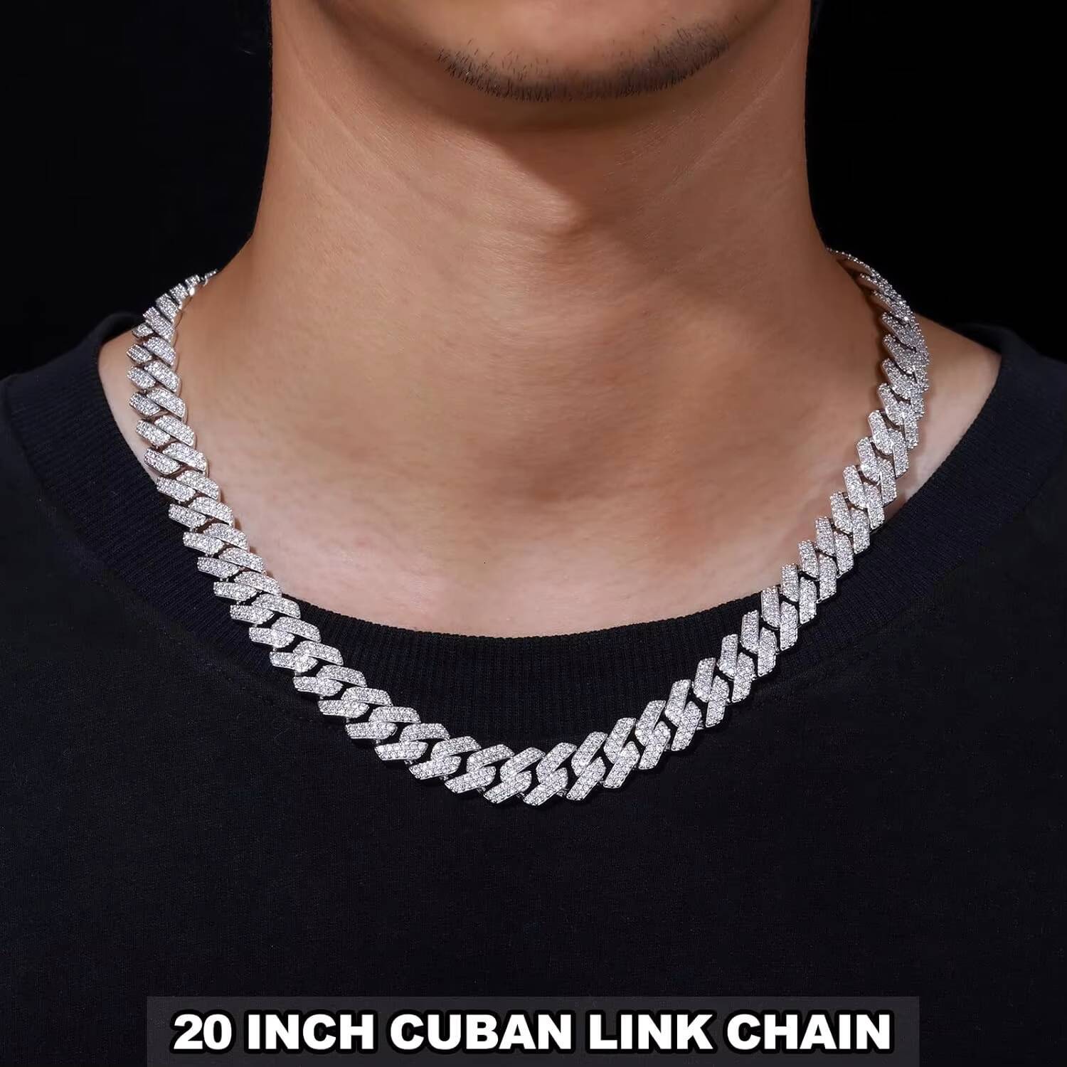 Link Big Stones Blue Clasp 10Mm Plated Stainless Steel Chain Gra Certified Vvs1 Moissanite Cuban Chain Sterling Silver