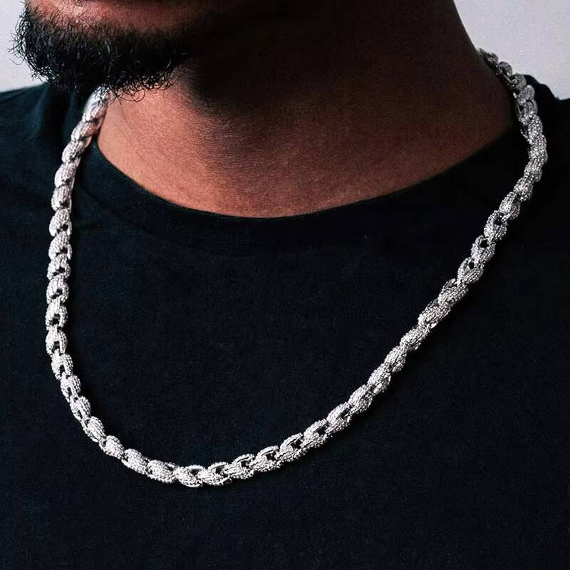 8MM Hip Hop GRA Iced Out Bling VVS D Color Moissanite 925 Sterling Silver Pass Diamond Tester Cuban Rope Chain for Men