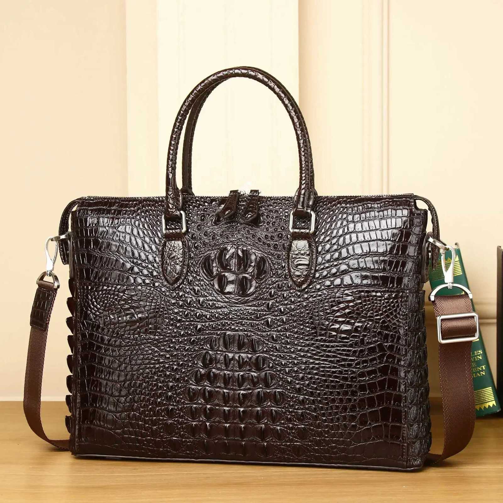 2025 New alligator Laptop Bags Cow Genuine Leather Mens Briefcase Male Handbags Men Messenger 14 Inch Computer Bag Z250906
