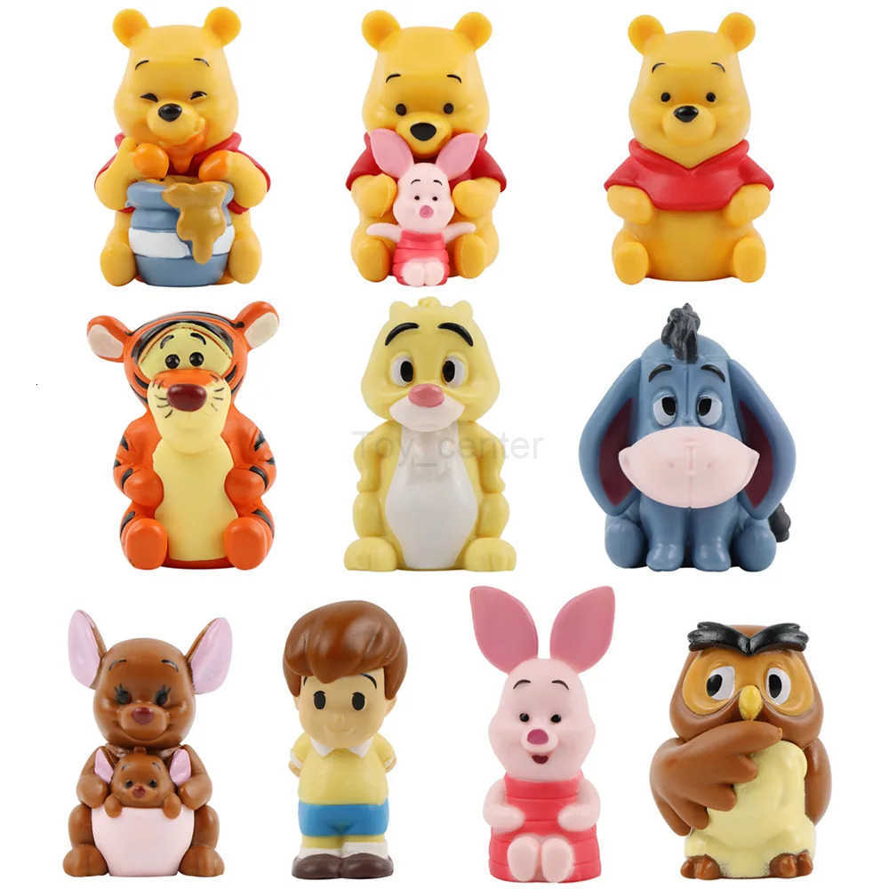 Disney 10pcs Winnie The Pooh Piglet Tigger Eeyore Rabbit Owl Anime Action Figures Model Toy Cartoon Collection Doll Set For Kids H250906