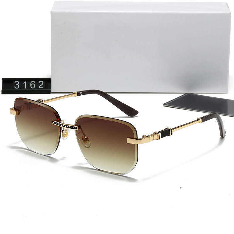 New Fashion Rimless for Men and Women Trendy Curved Surface Sunglasses UV Protection 3162 a4b