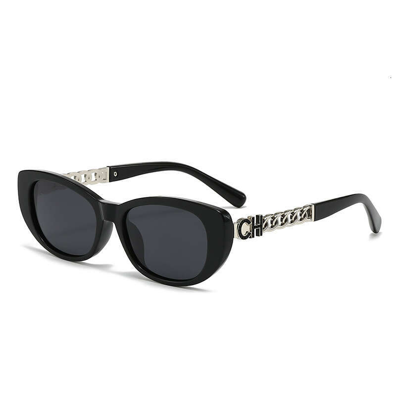 New High-End Metal Chain Fashion Personality Polarized Small Frame Cat Eye Trendy Women's Sunglasses 5129 928