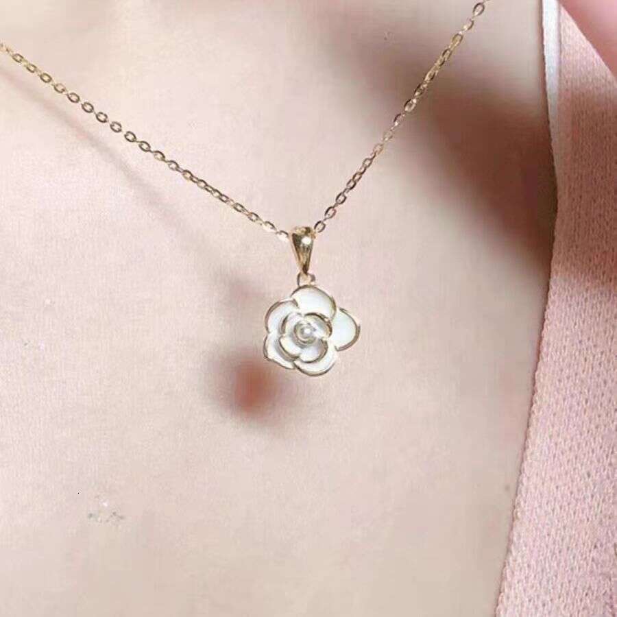 DHpet Camellia Necklace for Women Spring Summer 2023 New Pearl Pendant Style Clavicle Light Niche Sweater Chain