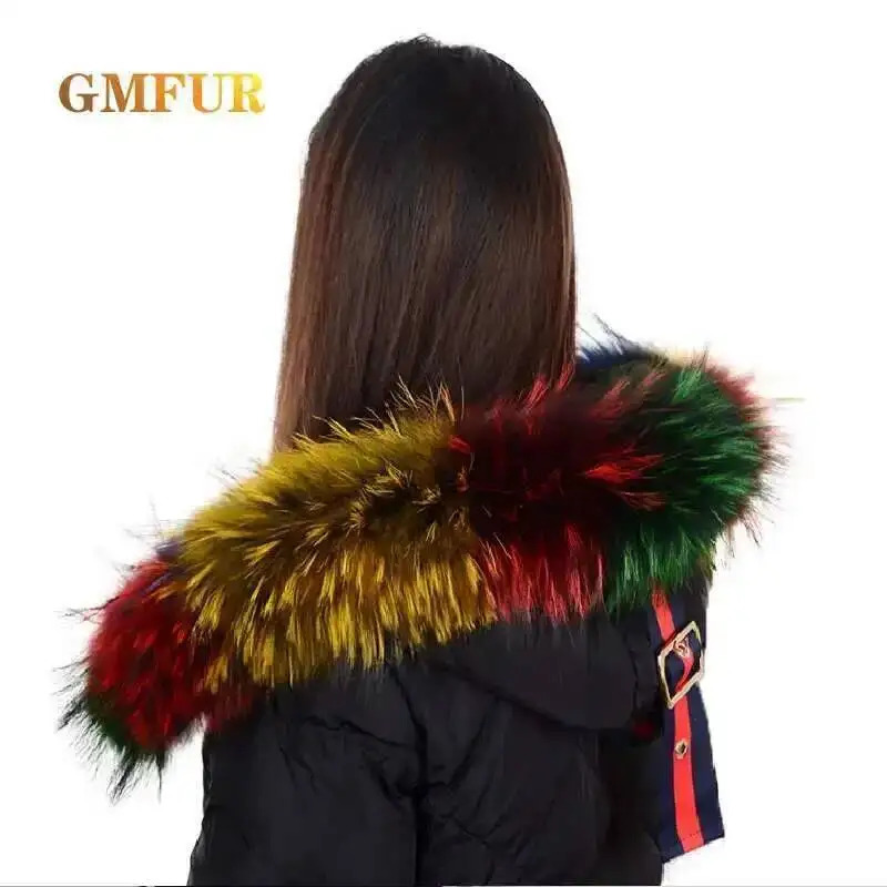 Winter Real Natural Raccoon Fur Collar Coats y Warm Women Large Scarves Female Neck Long Genuine Scarf 250906