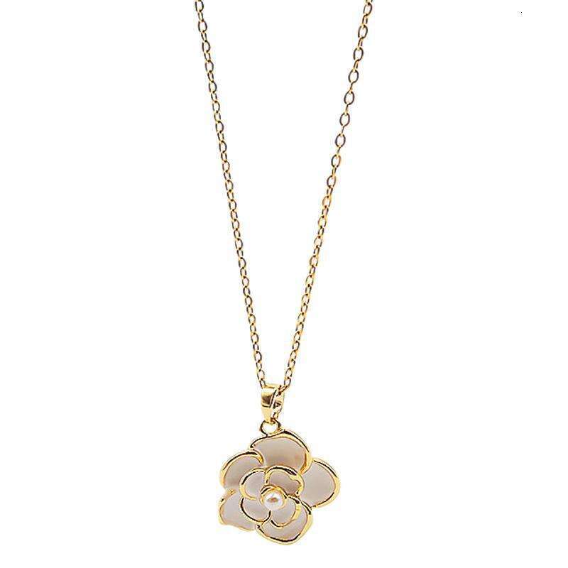 DHpet Camellia Necklace for Women Spring Summer 2023 New Pearl Pendant Style Clavicle Light Niche Sweater Chain