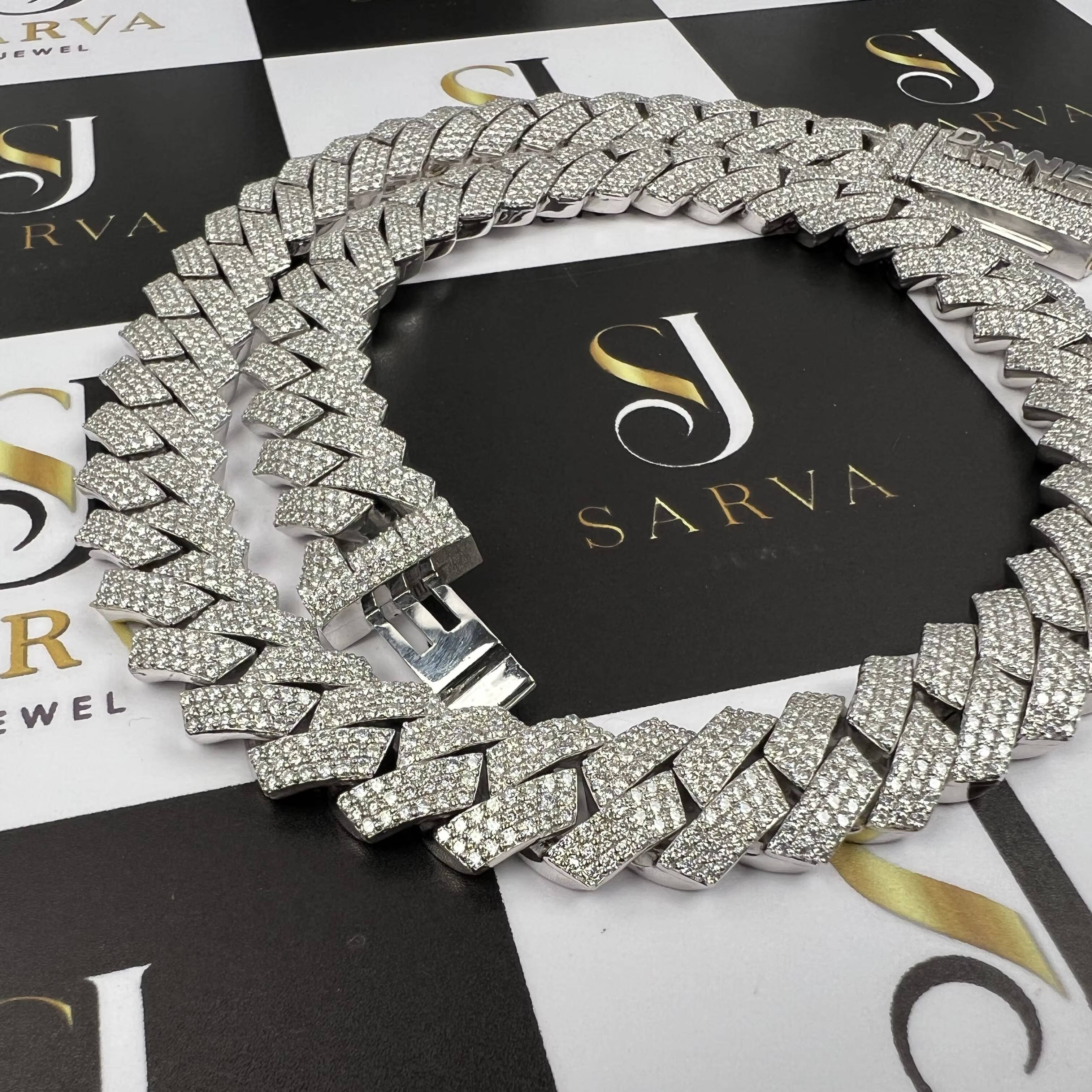 VVS Moissanite 925 Silver Heavy Thick Necklace Chains 20mm Big Stone Cuban Link Chain IGI Iced Out Hip Hop Fine Jewelry for Men