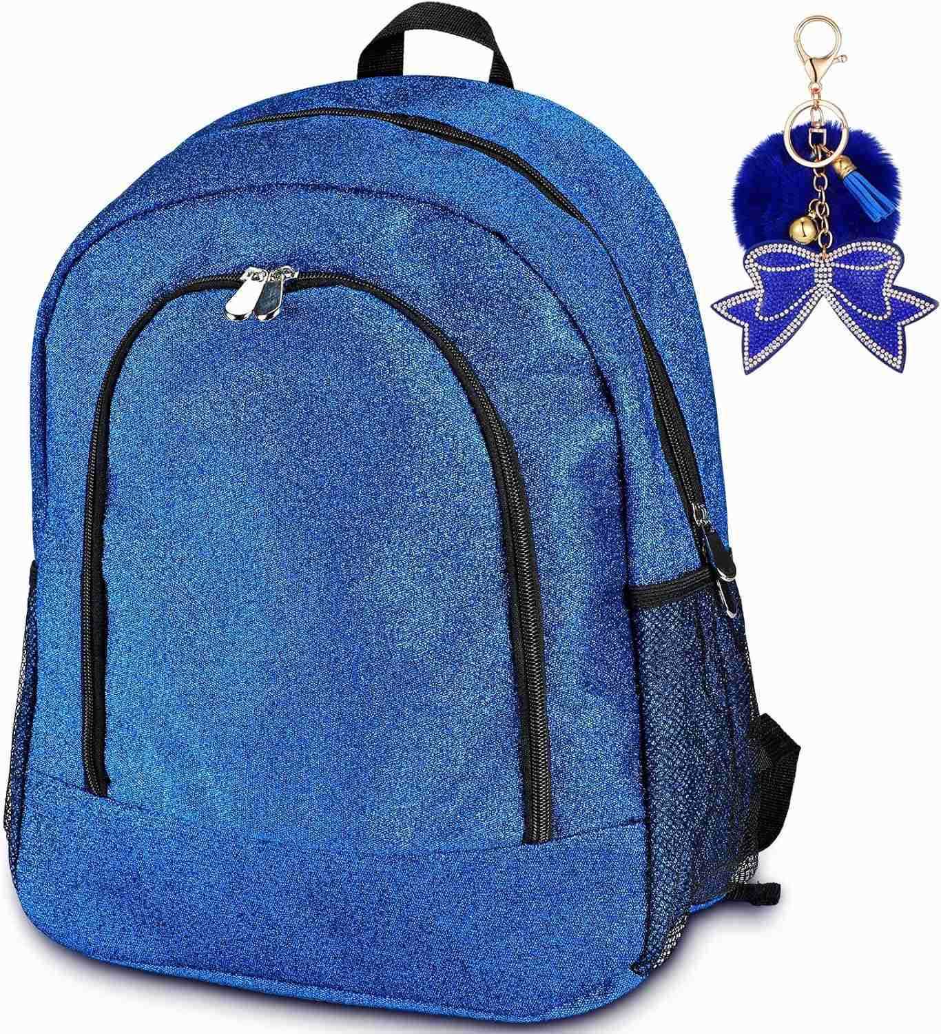 Cheer Backpack with Bow Keychain Cheerleading Glitter Backpack Cheerleaders Gift Cheer Bags for SportBlueZ250906