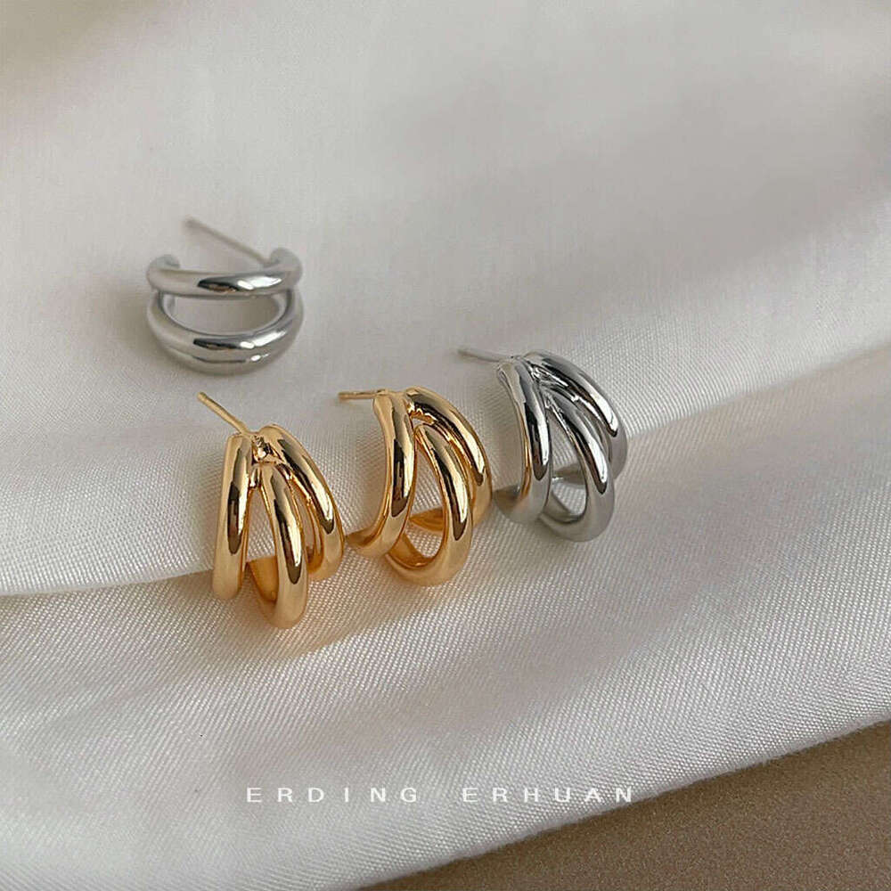 DHpet High - end Geometric - inspired 14K - Plated Silver - Needle Earrings for Women