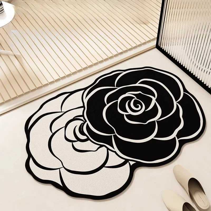 Luxurious Light Luxury French Flowers Carpet Bathroom Entrance Absorbent Floor Mat Door Toilet Nonslip Foot Pad Irregular Minimalist Rugs Y251105