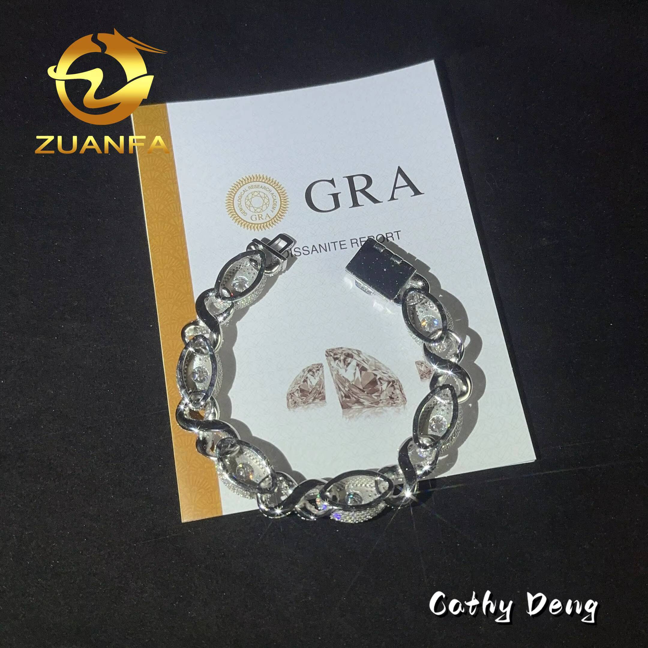 New Design 925 Sterling Silver 13mm Buss Down Evil Eyes VVS Moissanite Bracelet Men High Quality Hip Hop Cuban Bracelet