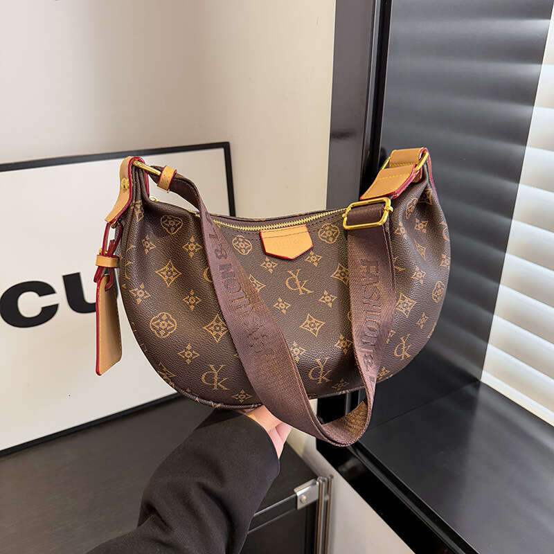 New Hot Designer Bags Hobo Bag Fashion Wide Strap Bag Crescent 2025 New Pattern Commuter Dumpling Bag Single Shoulder Crossbody Bag for Women