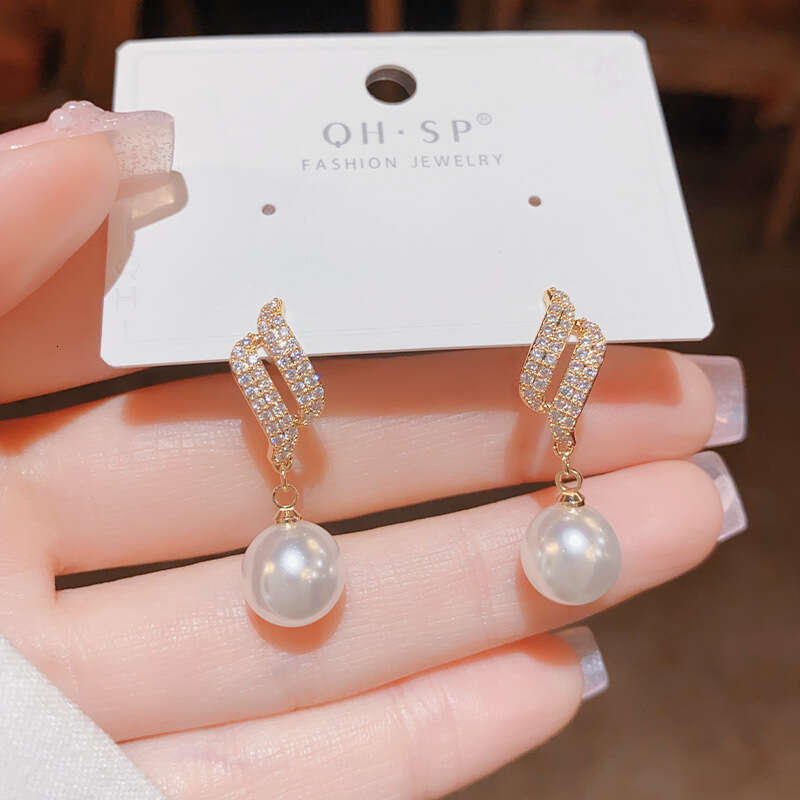 DHpet Needle High-end Angel Wings Pearl Korean Fashion Unique Design Sense Temperament Internet Celebrity Earrings