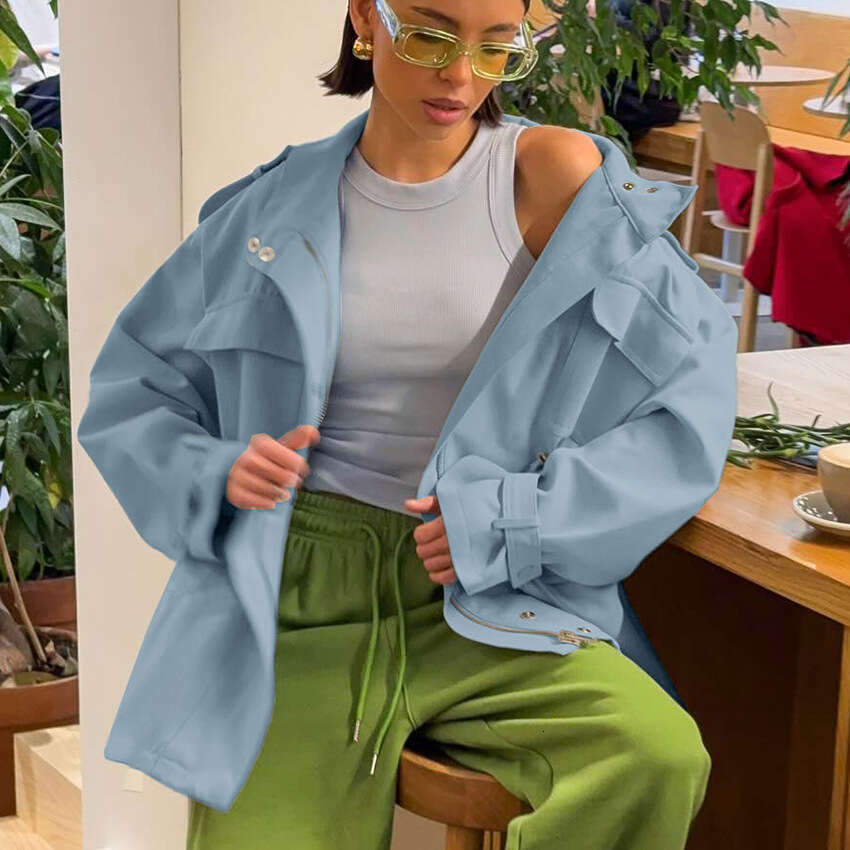 Autumn Winter New Cotton High Collar Waist Drawstring Long Sleeve Coat Women Design Sense Temperament Fashion Commuting B3