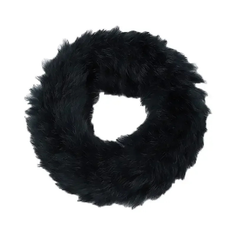Autumn Winter Knitted Real Rabbit Fur Headband for Women Fluffy Elastic Hair Bands Ring for Ladies Hair Ties 250906