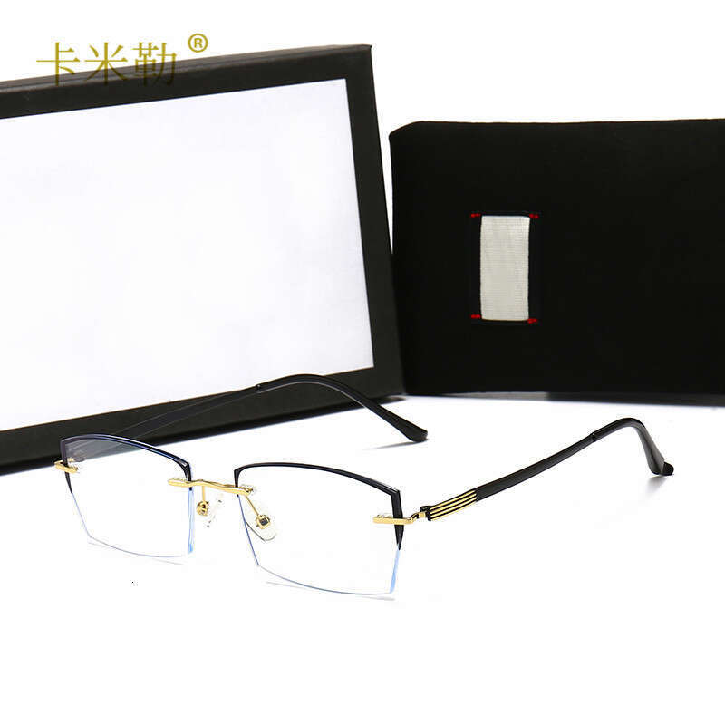 New Anti-Blue Half Metal Oval Face Frame Can Be Paired with Prescription Blue Light Blocking Sunglasses 9001 Sunshade 746