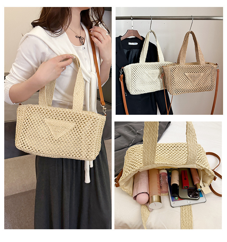 TB BHULAMTE Designer Bag Cross-border Handbag Tote Bag Fashion Casual Woven Bag New Casual Beach Vacation Bag High-end Texture Luxury Bag Women's