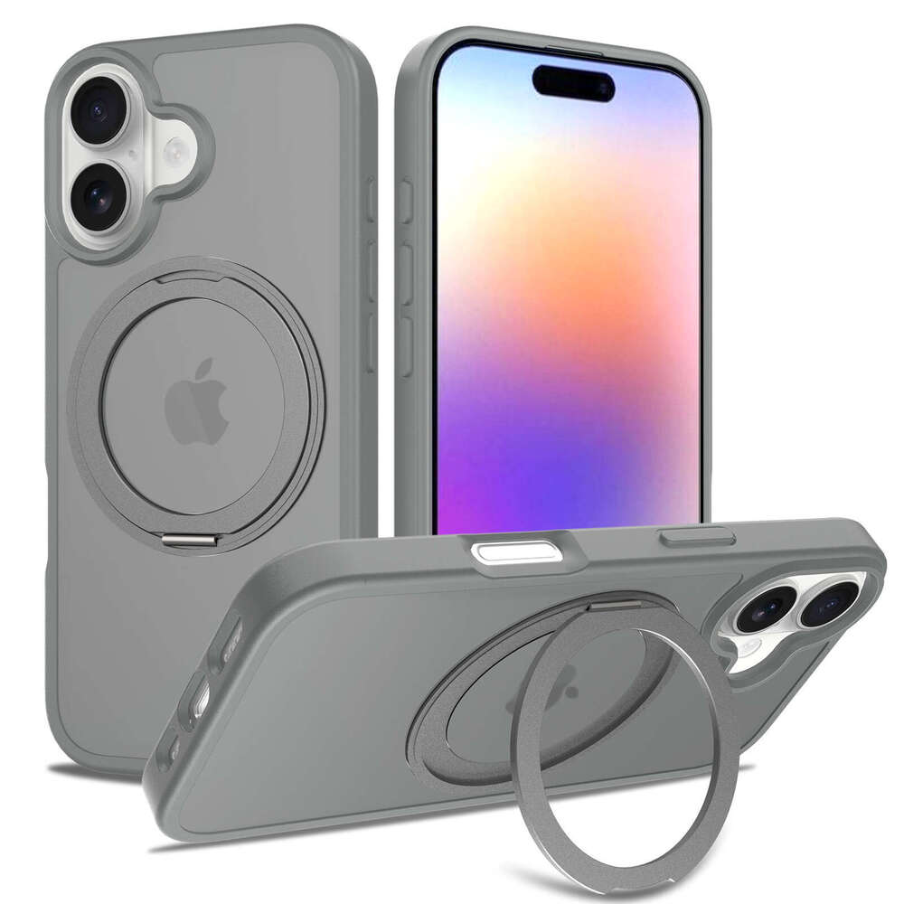 DHelectronics Apple 17 with Stand 360 Rotation iPhone 16 Pro Magnetic Anti-Fingerprint Skin Feel Phone Case