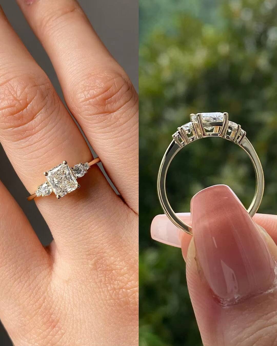 14k 18k Gold Engagement 425mm DEF VVS Cushion Cut Certified Lab Grown Lab Diamond Eternity Diamond Jewelry Ring