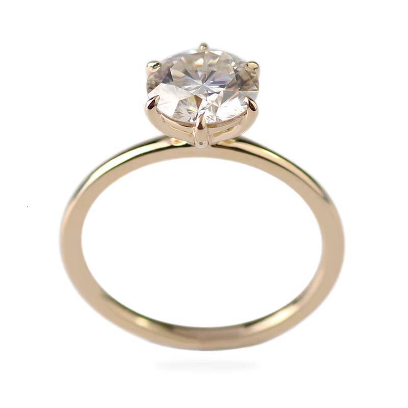 14k Solid Yellow Gold 2carat 8mm Round Cut GH Color Moissanite Solitaire Diamond Ring for Wedding