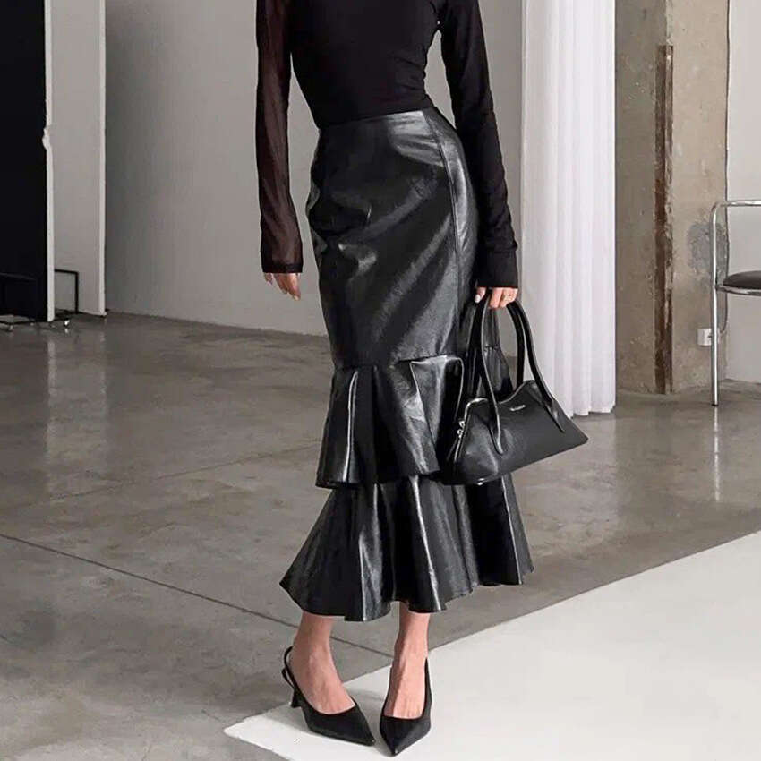 Autumn Winter New Slim High Waist Long Mermaid Skirt Design Sense Elegant Fashion Commuting B3