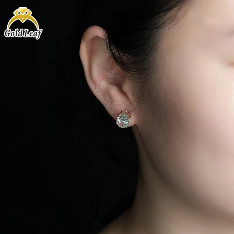 Custom Make Luxury 14K Solid Gold Earrings with IGI GIA 1 Carat 1.5 Carat Oval Shape Lab Grown Diamond for Women