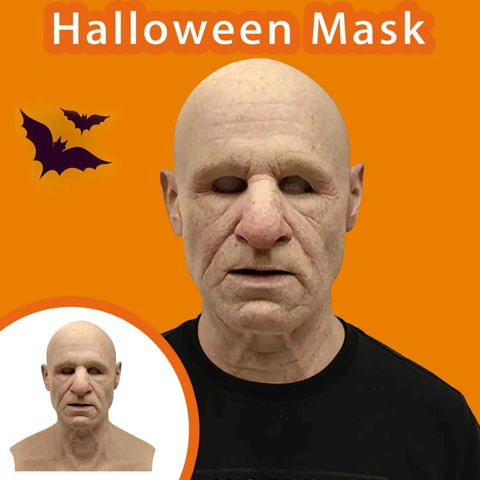 Elderly Woman Man Mask Wrinkle Full for Head Mask GrandpaGrandma Face Mask Devil Novelty Supplies Halloween Party Cosplay Props W250906